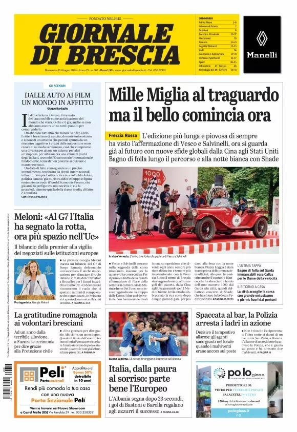 Prima-pagina-giornale di brescia-oggi-edizione-del-2024-06-16